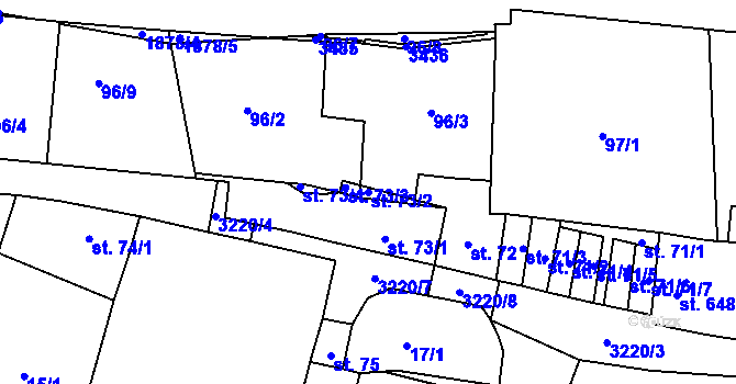 Parcela st. 73/2 v KÚ Stříbro, Katastrální mapa