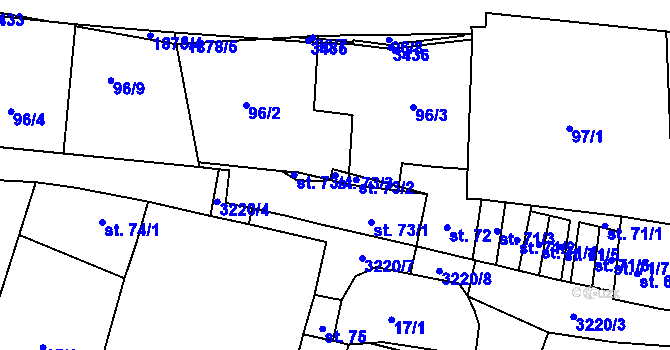 Parcela st. 73/3 v KÚ Stříbro, Katastrální mapa
