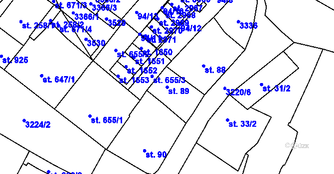 Parcela st. 89 v KÚ Stříbro, Katastrální mapa