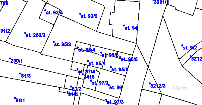 Parcela st. 95/3 v KÚ Stříbro, Katastrální mapa