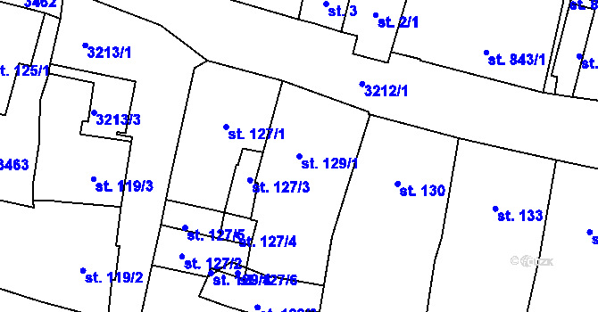 Parcela st. 129/1 v KÚ Stříbro, Katastrální mapa