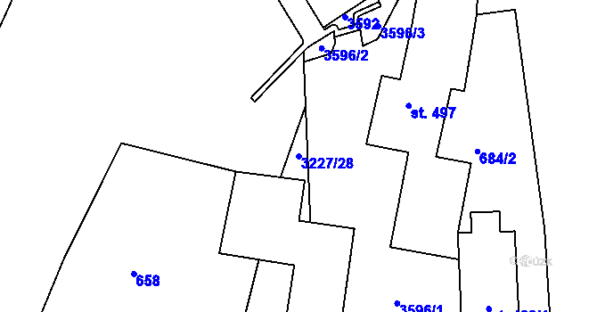 Parcela st. 3227/28 v KÚ Stříbro, Katastrální mapa