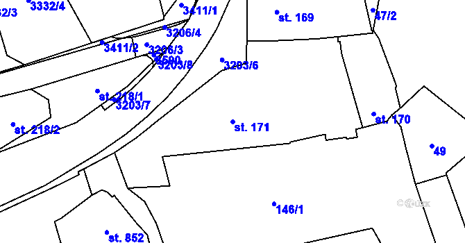 Parcela st. 171 v KÚ Stříbro, Katastrální mapa
