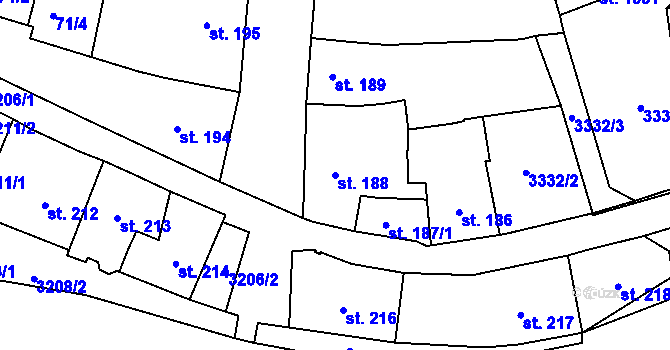 Parcela st. 188 v KÚ Stříbro, Katastrální mapa