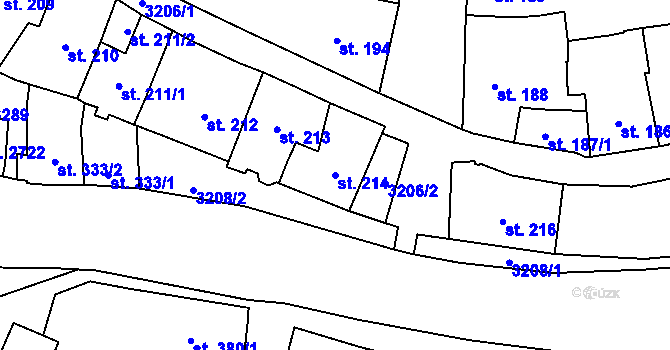 Parcela st. 214 v KÚ Stříbro, Katastrální mapa