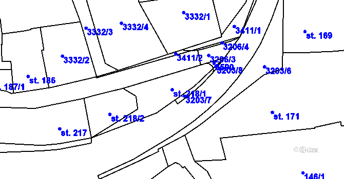 Parcela st. 218/1 v KÚ Stříbro, Katastrální mapa