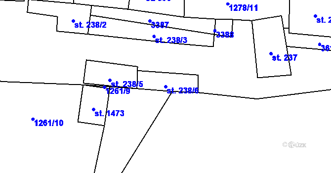 Parcela st. 238/6 v KÚ Stříbro, Katastrální mapa