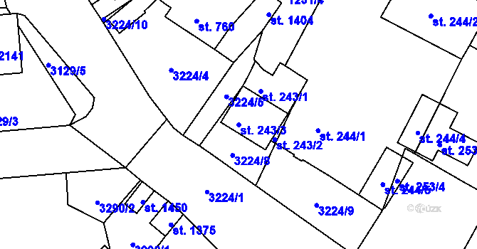 Parcela st. 243/3 v KÚ Stříbro, Katastrální mapa