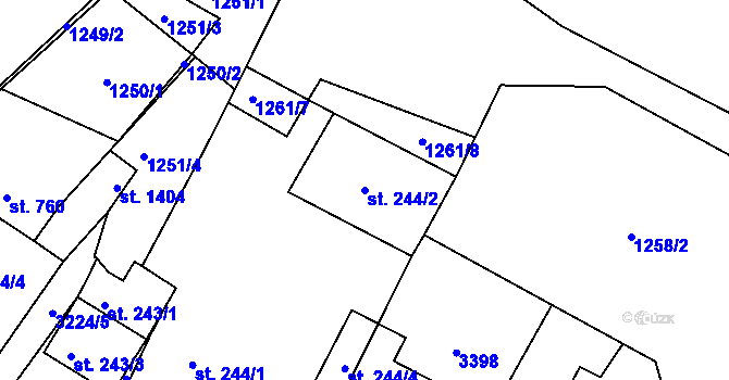 Parcela st. 244/2 v KÚ Stříbro, Katastrální mapa