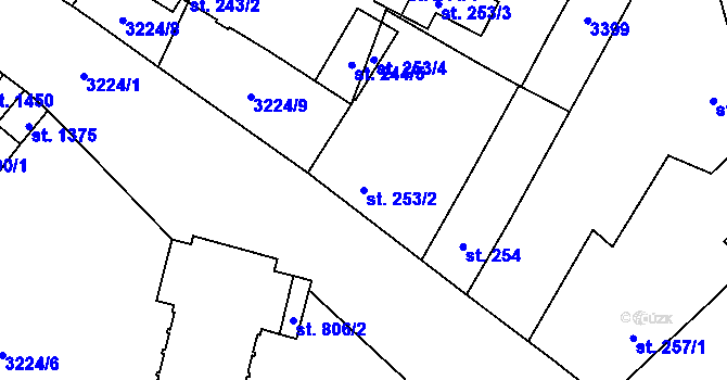 Parcela st. 253/2 v KÚ Stříbro, Katastrální mapa
