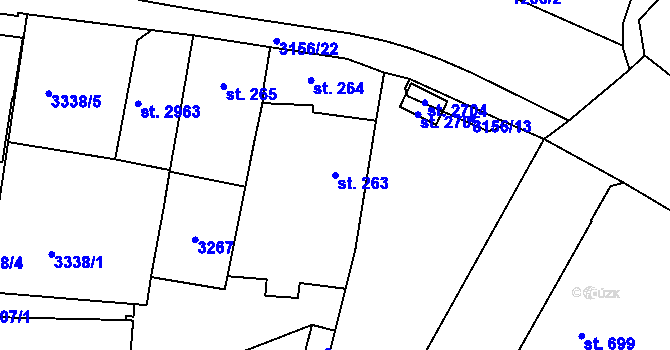 Parcela st. 263 v KÚ Stříbro, Katastrální mapa
