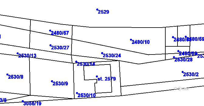 Parcela st. 2530/24 v KÚ Stříbro, Katastrální mapa