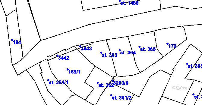 Parcela st. 363 v KÚ Stříbro, Katastrální mapa