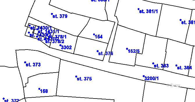 Parcela st. 376 v KÚ Stříbro, Katastrální mapa