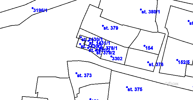 Parcela st. 378 v KÚ Stříbro, Katastrální mapa