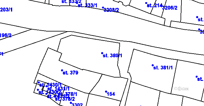 Parcela st. 380/1 v KÚ Stříbro, Katastrální mapa