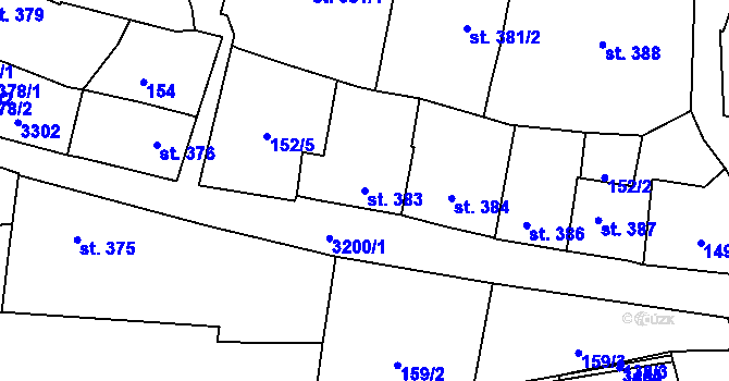 Parcela st. 383 v KÚ Stříbro, Katastrální mapa