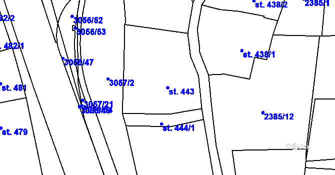 Parcela st. 443 v KÚ Stříbro, Katastrální mapa