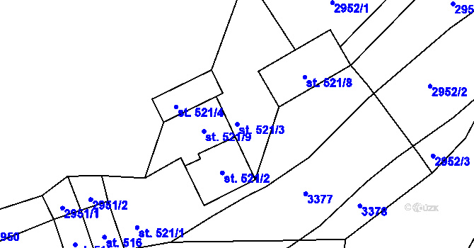 Parcela st. 521/3 v KÚ Stříbro, Katastrální mapa