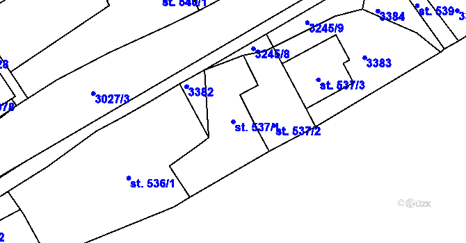Parcela st. 537/1 v KÚ Stříbro, Katastrální mapa