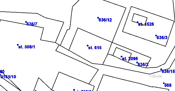 Parcela st. 615 v KÚ Stříbro, Katastrální mapa