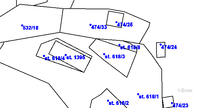 Parcela st. 618/3 v KÚ Stříbro, Katastrální mapa