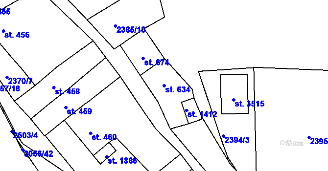 Parcela st. 634 v KÚ Stříbro, Katastrální mapa