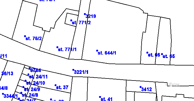 Parcela st. 644/1 v KÚ Stříbro, Katastrální mapa