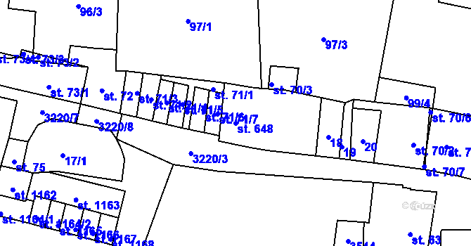 Parcela st. 648 v KÚ Stříbro, Katastrální mapa