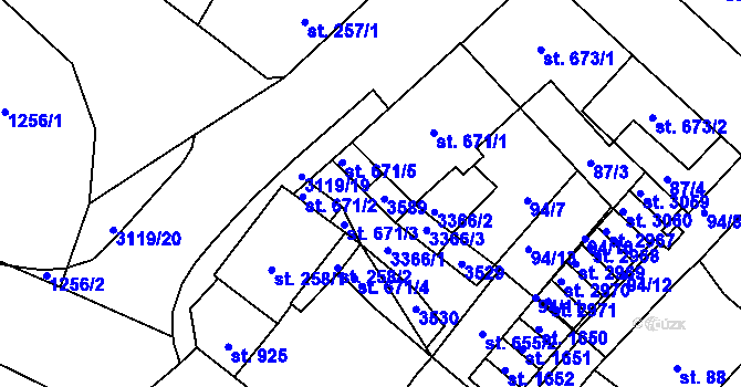Parcela st. 671/7 v KÚ Stříbro, Katastrální mapa