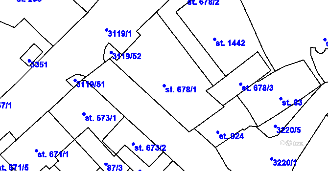 Parcela st. 678/1 v KÚ Stříbro, Katastrální mapa