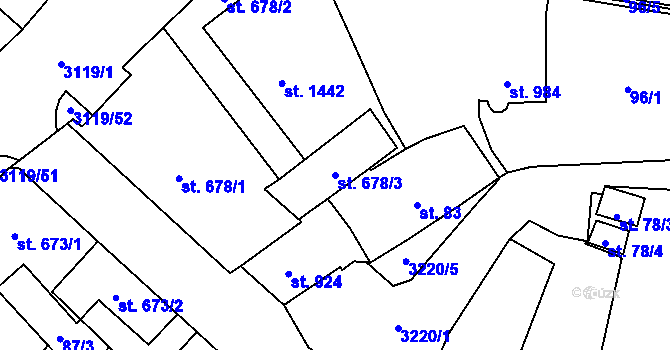 Parcela st. 678/3 v KÚ Stříbro, Katastrální mapa