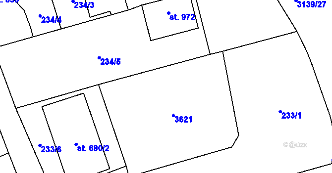 Parcela st. 680/1 v KÚ Stříbro, Katastrální mapa
