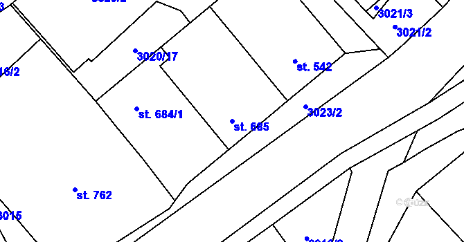 Parcela st. 685 v KÚ Stříbro, Katastrální mapa