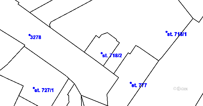 Parcela st. 718/2 v KÚ Stříbro, Katastrální mapa