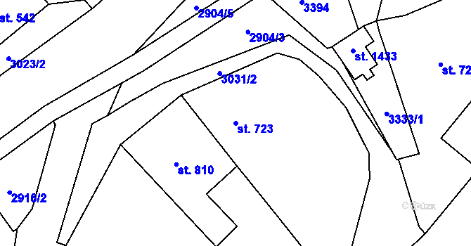 Parcela st. 723 v KÚ Stříbro, Katastrální mapa