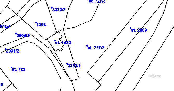 Parcela st. 727/2 v KÚ Stříbro, Katastrální mapa