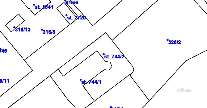 Parcela st. 744/2 v KÚ Stříbro, Katastrální mapa