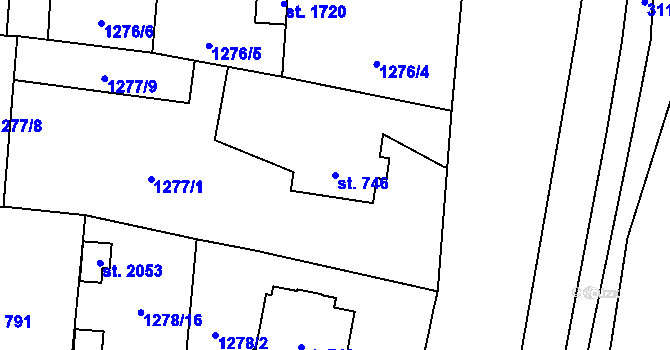 Parcela st. 746 v KÚ Stříbro, Katastrální mapa