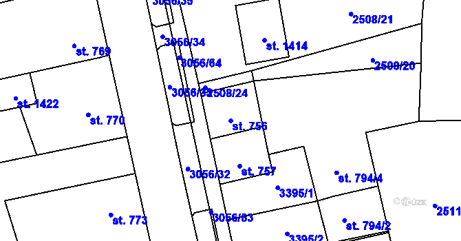 Parcela st. 756 v KÚ Stříbro, Katastrální mapa