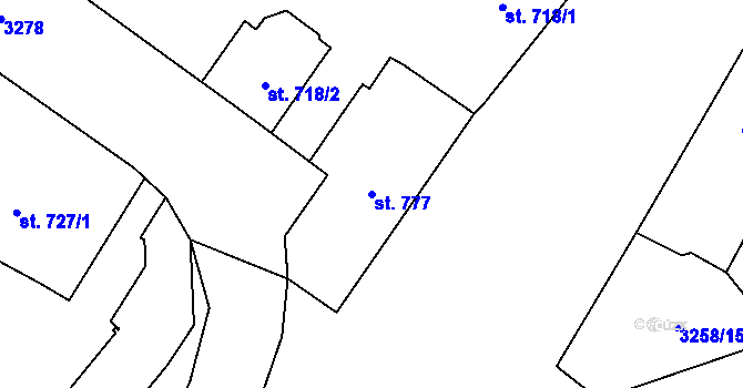 Parcela st. 777 v KÚ Stříbro, Katastrální mapa