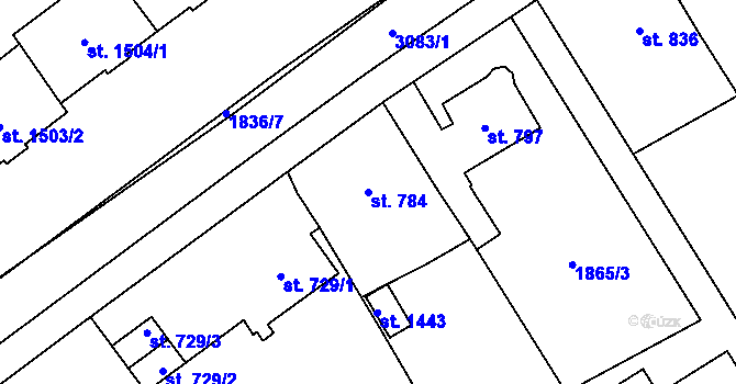 Parcela st. 784 v KÚ Stříbro, Katastrální mapa