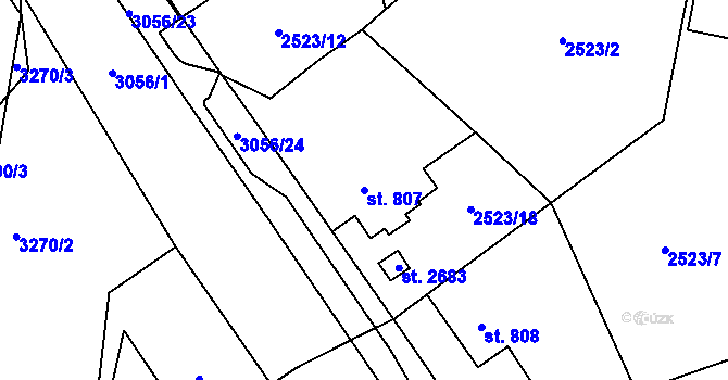 Parcela st. 807 v KÚ Stříbro, Katastrální mapa
