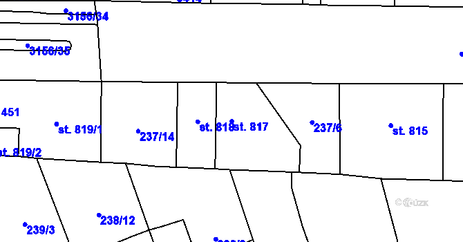 Parcela st. 817 v KÚ Stříbro, Katastrální mapa