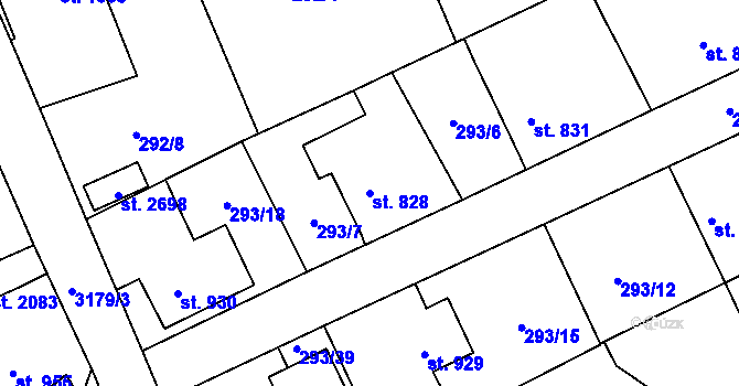 Parcela st. 828 v KÚ Stříbro, Katastrální mapa
