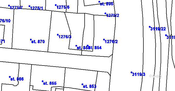 Parcela st. 854 v KÚ Stříbro, Katastrální mapa