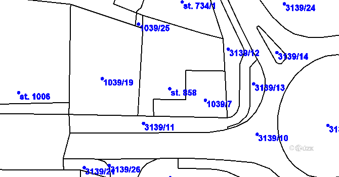 Parcela st. 858 v KÚ Stříbro, Katastrální mapa