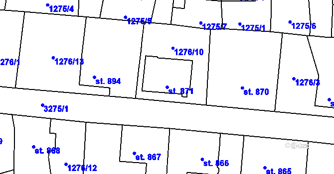 Parcela st. 871 v KÚ Stříbro, Katastrální mapa