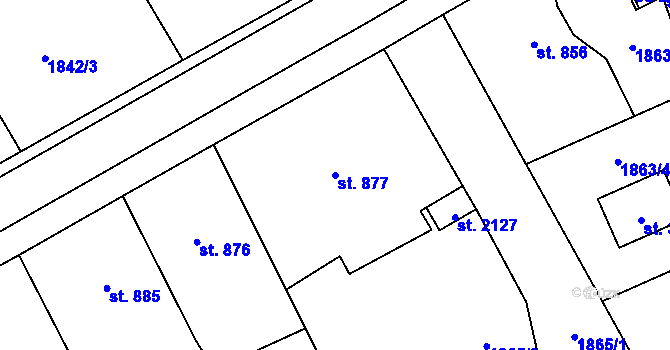 Parcela st. 877 v KÚ Stříbro, Katastrální mapa