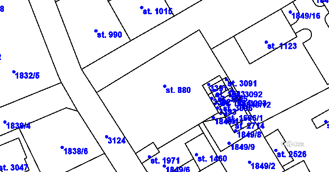 Parcela st. 880 v KÚ Stříbro, Katastrální mapa